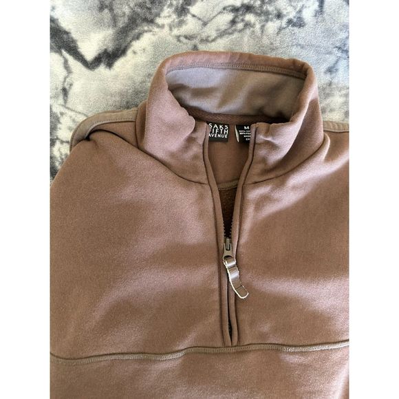 Vintage Saks Fifth Avenue Mens 1/4 Zip Sweatshirt Brown Size M - Picture 6 of 7